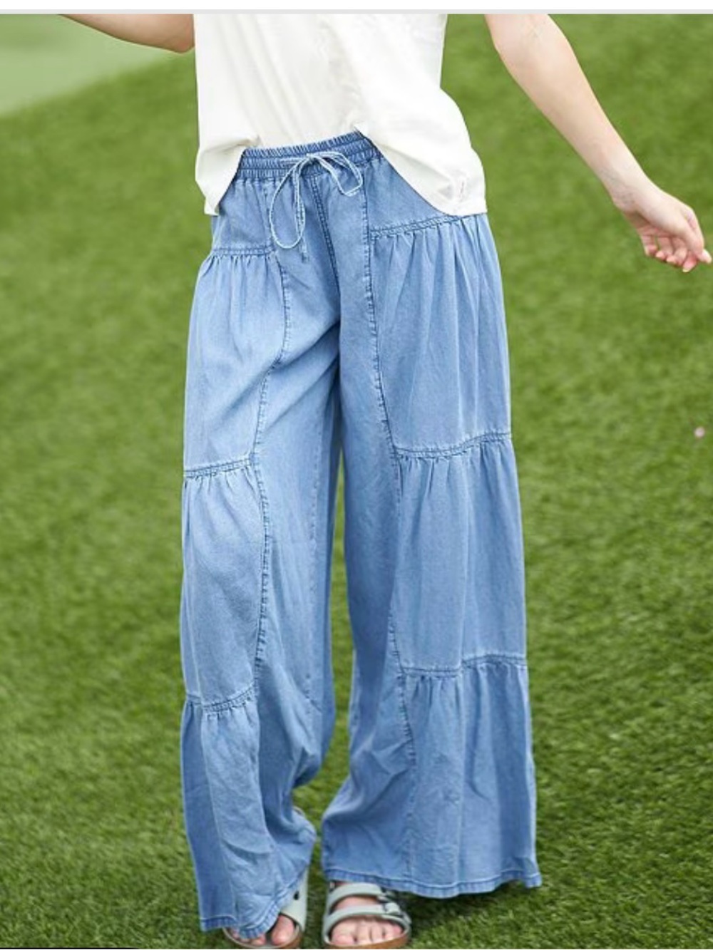 Stevie by Steve Madden Chambray Wide Leg Full Length Pants